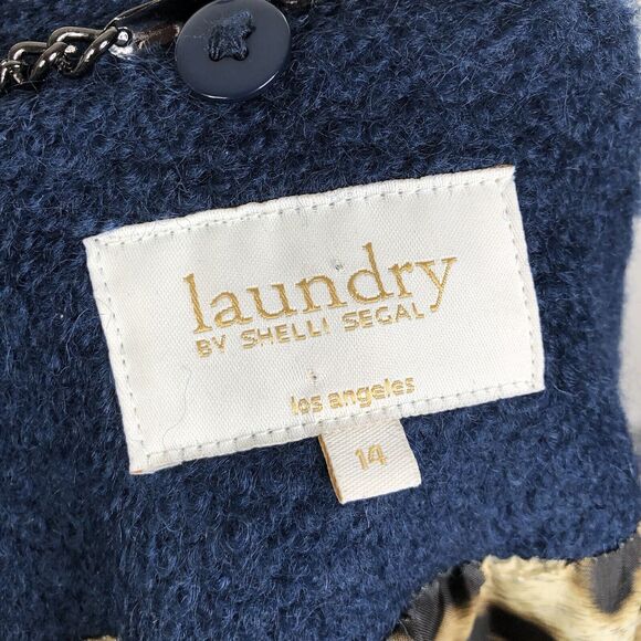 New Laundry by Shelli Segal Teal Double-Breasted Wool Blend Coat Women's Size 14 - Picture 9 of 9